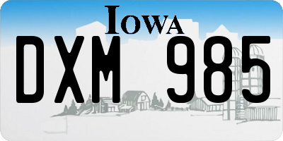 IA license plate DXM985