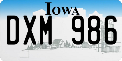 IA license plate DXM986