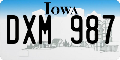 IA license plate DXM987