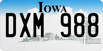 IA license plate DXM988