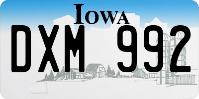 IA license plate DXM992