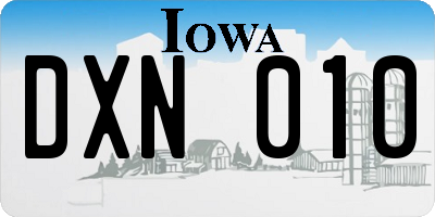 IA license plate DXN010