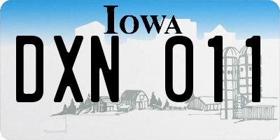 IA license plate DXN011
