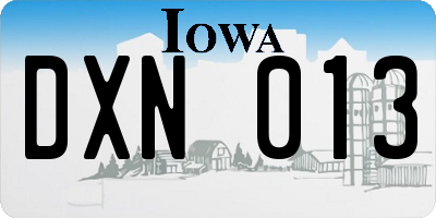 IA license plate DXN013