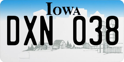IA license plate DXN038