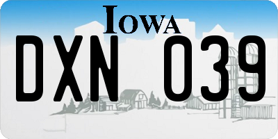 IA license plate DXN039