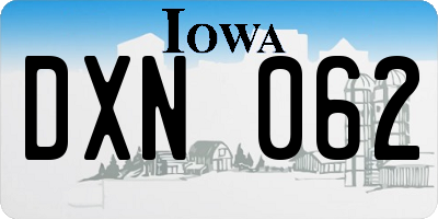 IA license plate DXN062