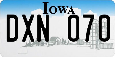 IA license plate DXN070