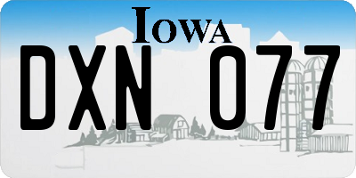 IA license plate DXN077