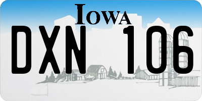 IA license plate DXN106