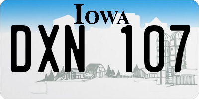 IA license plate DXN107