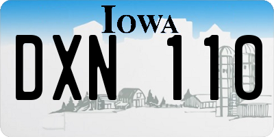 IA license plate DXN110