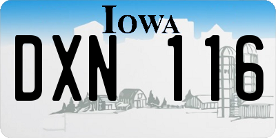 IA license plate DXN116