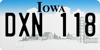 IA license plate DXN118