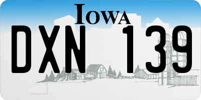 IA license plate DXN139