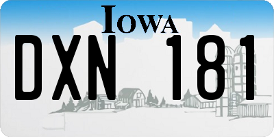 IA license plate DXN181