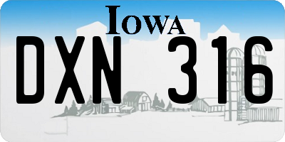IA license plate DXN316