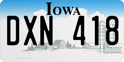 IA license plate DXN418