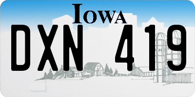 IA license plate DXN419