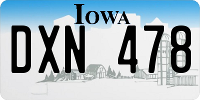 IA license plate DXN478