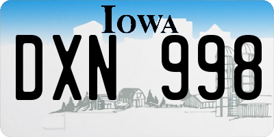 IA license plate DXN998