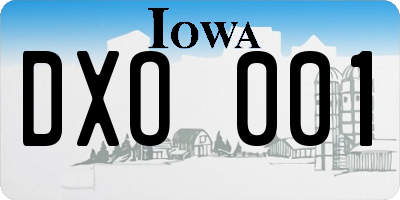 IA license plate DXO001