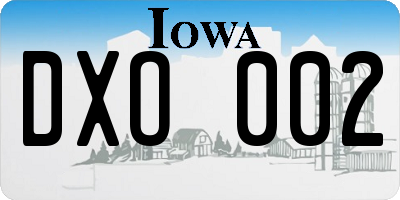 IA license plate DXO002