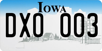 IA license plate DXO003