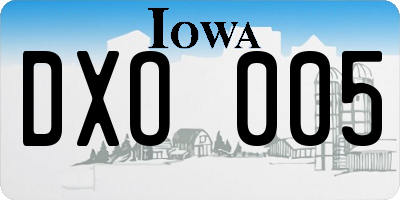 IA license plate DXO005