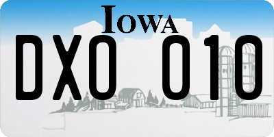 IA license plate DXO010