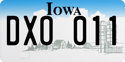 IA license plate DXO011