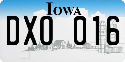 IA license plate DXO016
