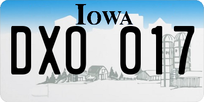 IA license plate DXO017