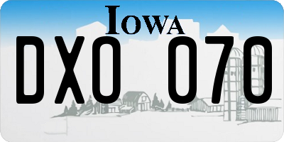 IA license plate DXO070