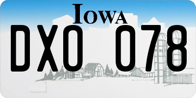 IA license plate DXO078