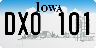 IA license plate DXO101