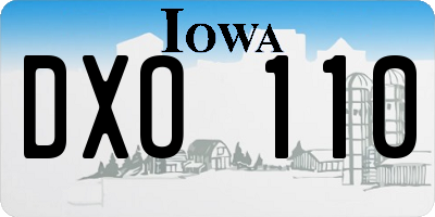 IA license plate DXO110