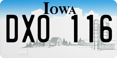 IA license plate DXO116