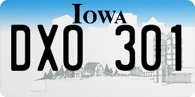 IA license plate DXO301