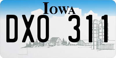 IA license plate DXO311