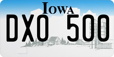 IA license plate DXO500