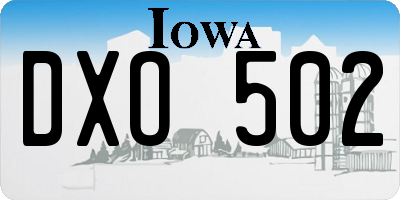 IA license plate DXO502