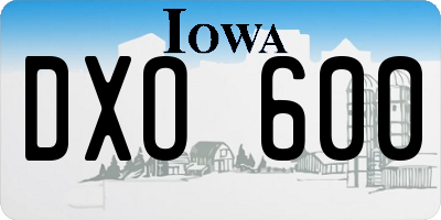 IA license plate DXO600