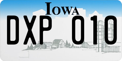 IA license plate DXP010