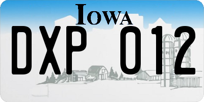 IA license plate DXP012