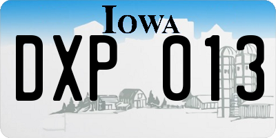 IA license plate DXP013