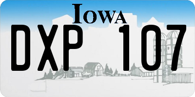 IA license plate DXP107