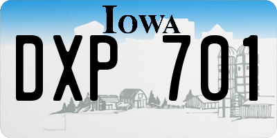 IA license plate DXP701