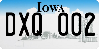 IA license plate DXQ002