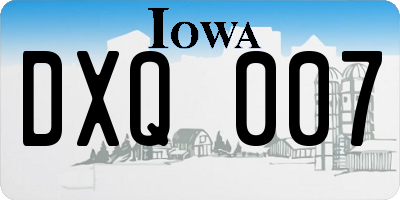 IA license plate DXQ007